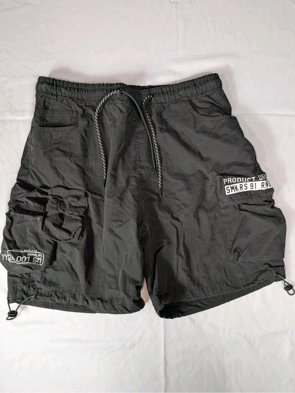 Smoke Rise Men's Tech Cargo Shorts Gray Size 40 Adjustable Toggle Utility Street